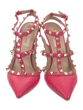 Valentino Rockstud Accents Leather T-Strap Pumps