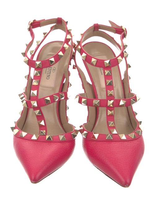 Valentino Rockstud Accents Leather T-Strap Pumps