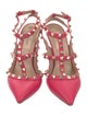 Valentino Rockstud Accents Leather T-Strap Pumps