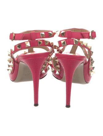 Valentino Rockstud Accents Leather T-Strap Pumps