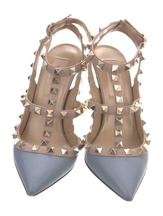 Valentino Rockstud Accents Leather T-Strap Pumps