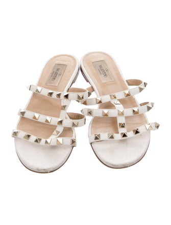 Valentino Rockstud Accents Leather Slides