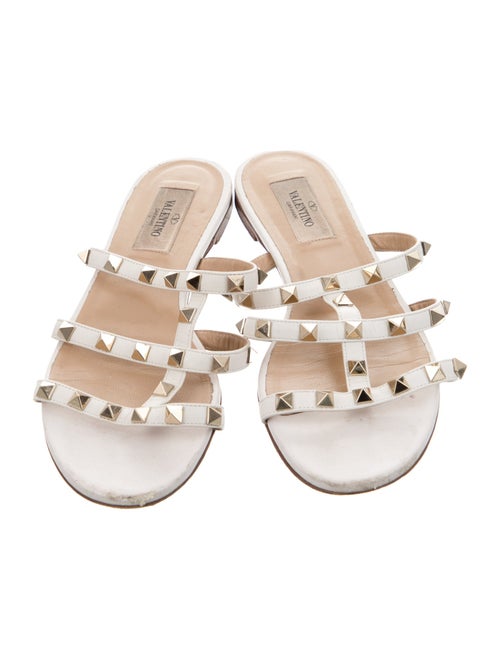 Valentino Rockstud Accents Leather Slides
