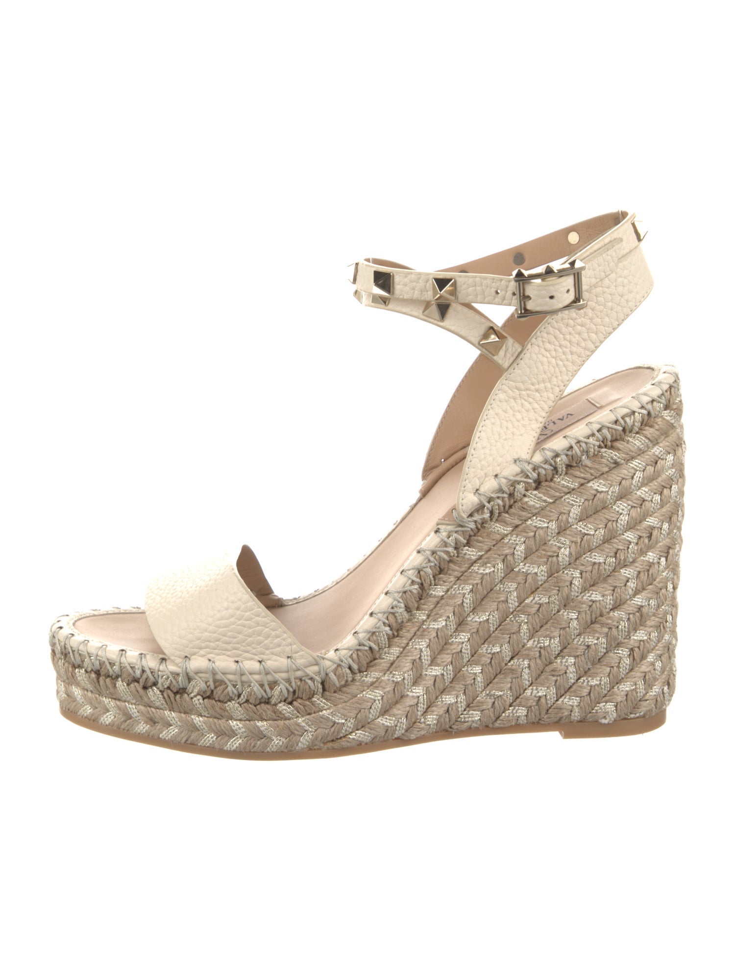 Valentino Rockstud Accents Leather Espadrilles