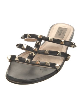 Valentino Rockstud Accents Leather Slides