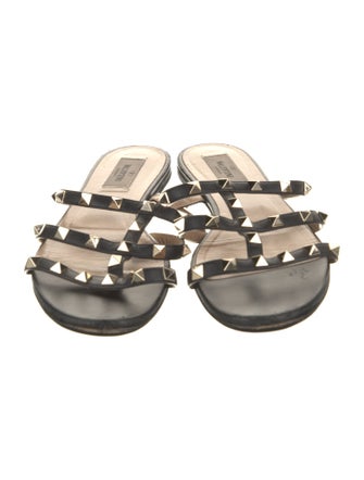 Valentino Rockstud Accents Leather Slides