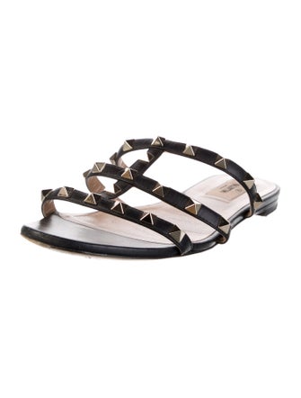 Valentino Rockstud Accents Leather Slingback Sandals