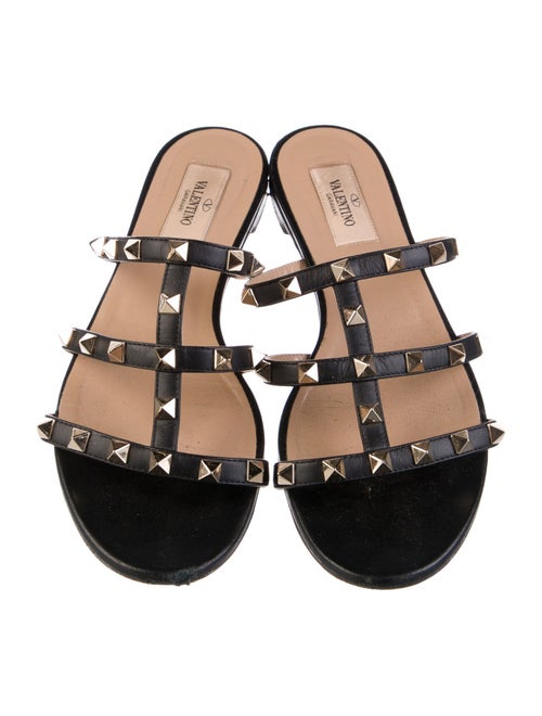 Valentino Rockstud Accents Leather Slingback Sandals