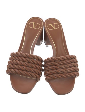 Valentino Leather Braided Accents Slides