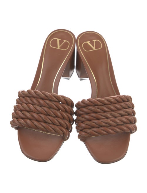 Valentino Leather Braided Accents Slides