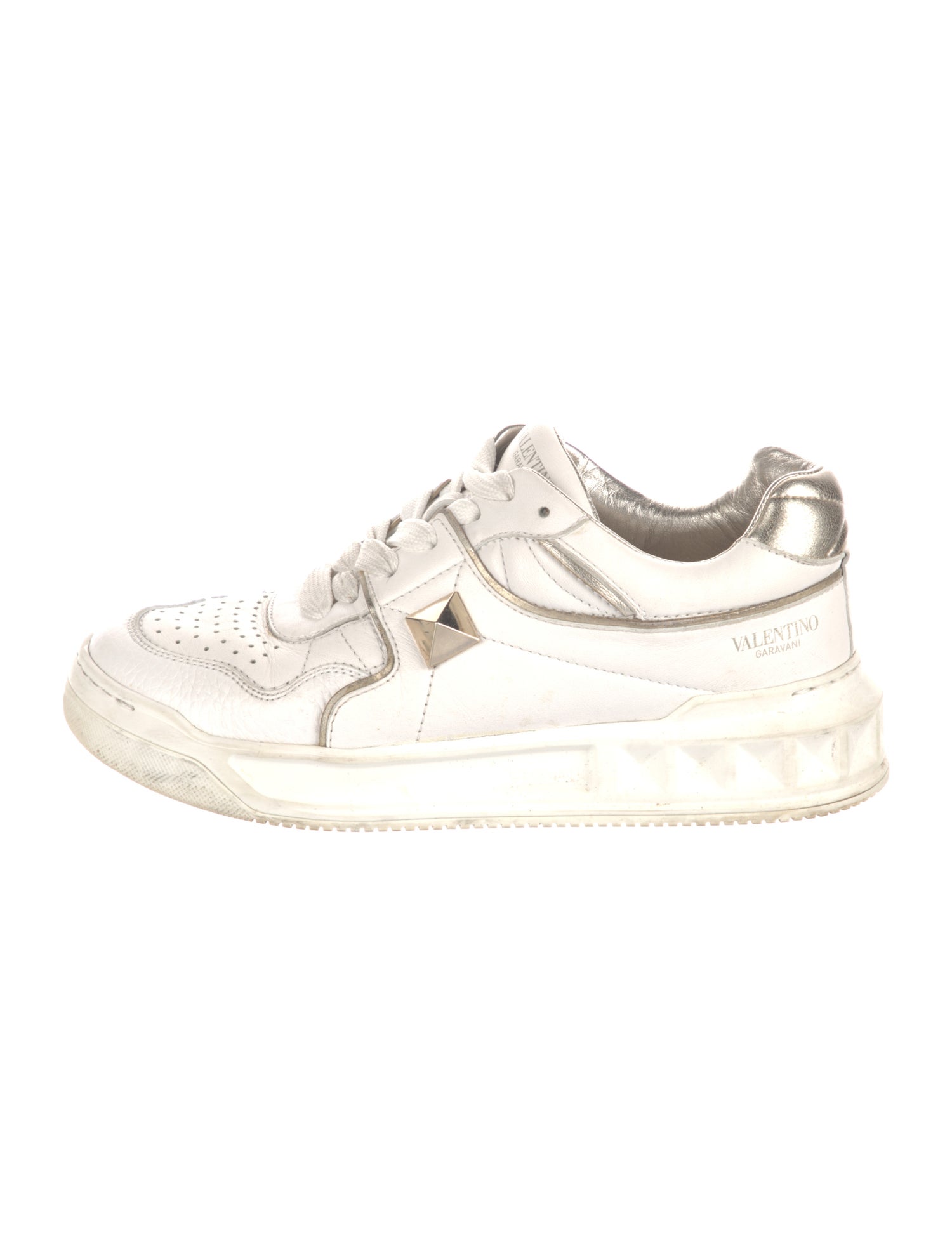 Valentino Rockstud Accents Leather Sneakers