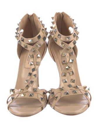 Valentino Rockstud Accents Leather T-Strap Sandals
