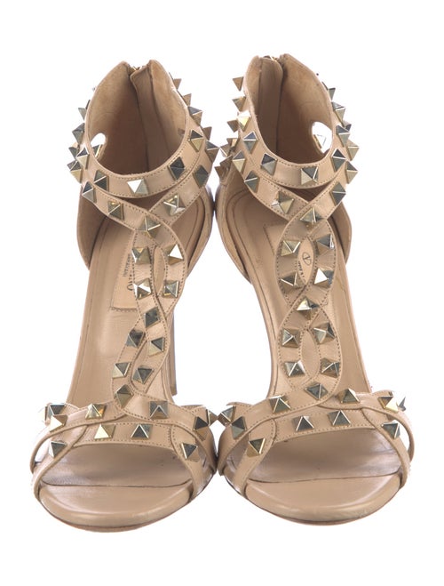 Valentino Rockstud Accents Leather T-Strap Sandals