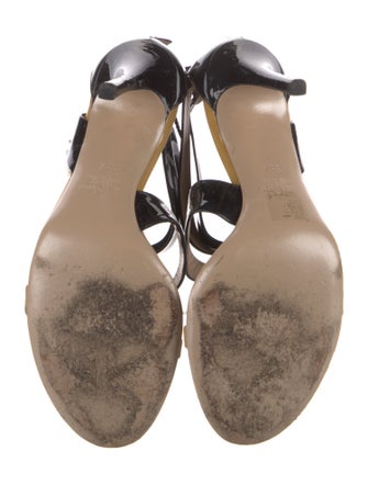 Valentino Patent Leather Bow Accents Sandals