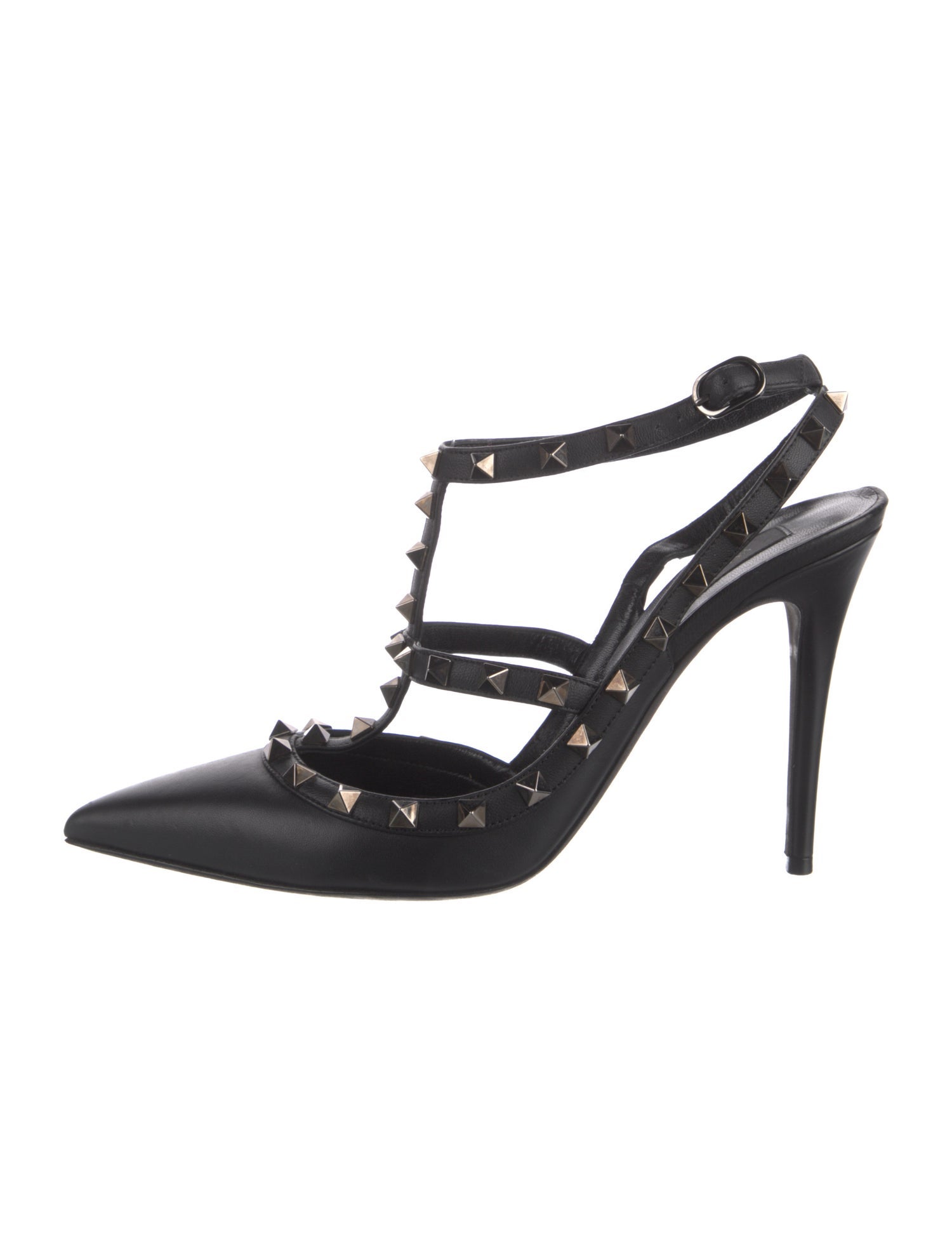 Valentino Rockstud Accents Leather T-Strap Pumps