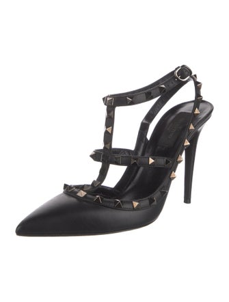 Valentino Rockstud Accents Leather T-Strap Pumps