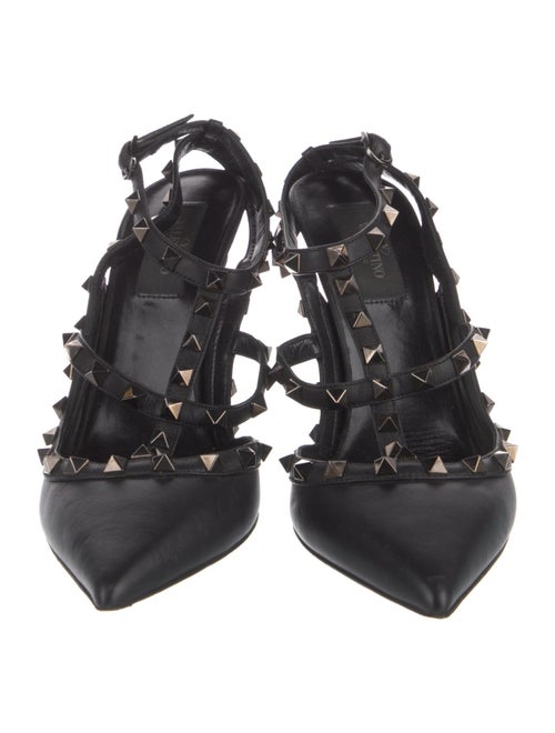 Valentino Rockstud Accents Leather T-Strap Pumps