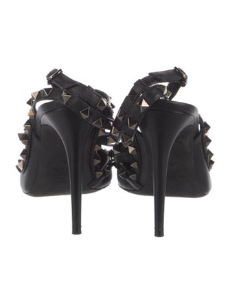 Valentino Rockstud Accents Leather T-Strap Pumps