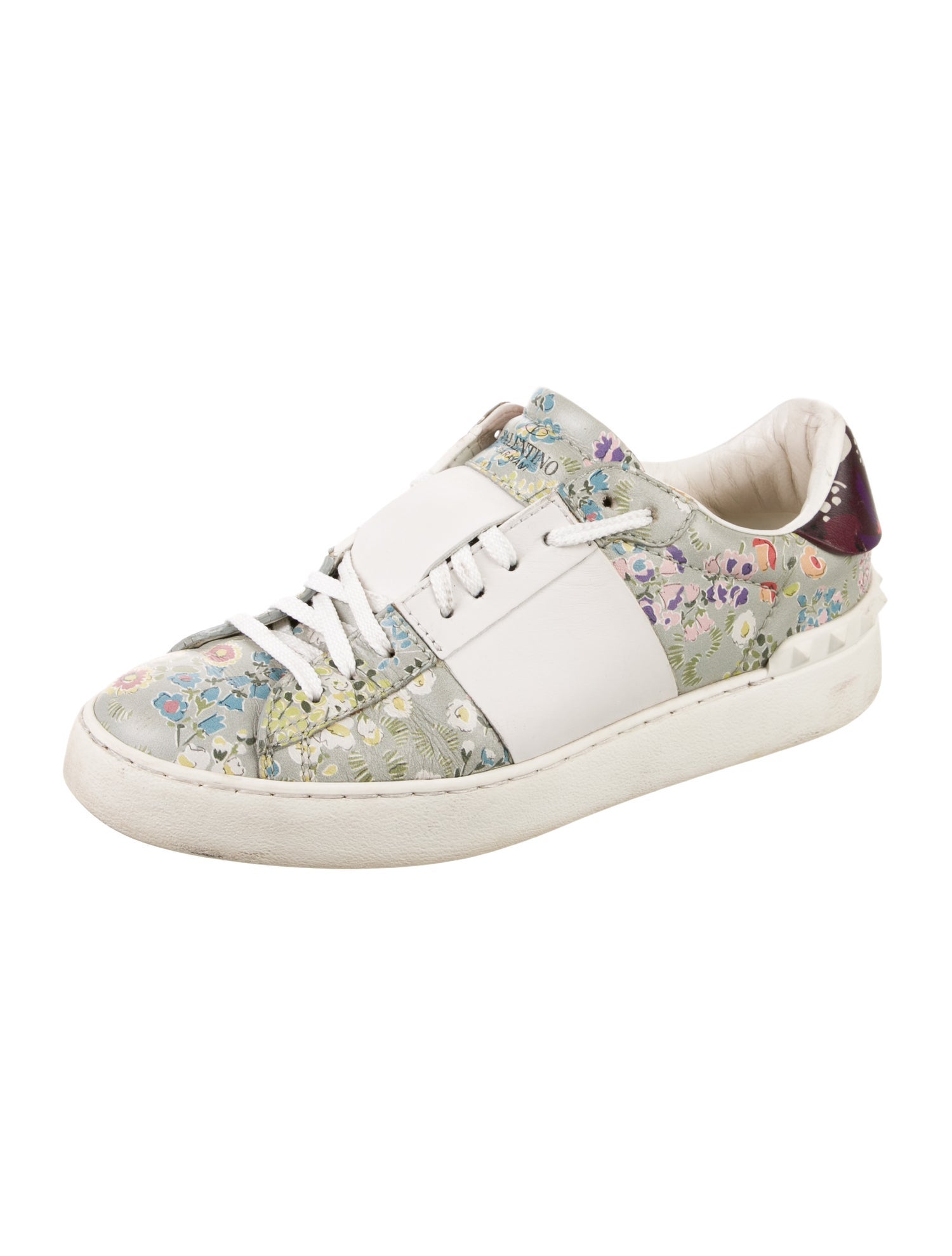 Valentino Leather Printed Sneakers