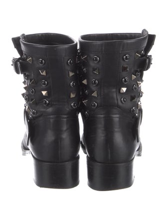 Valentino Rockstud Accents Leather Moto Boots