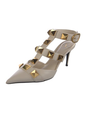 Valentino Rockstud Accents Leather T-Strap Sandals