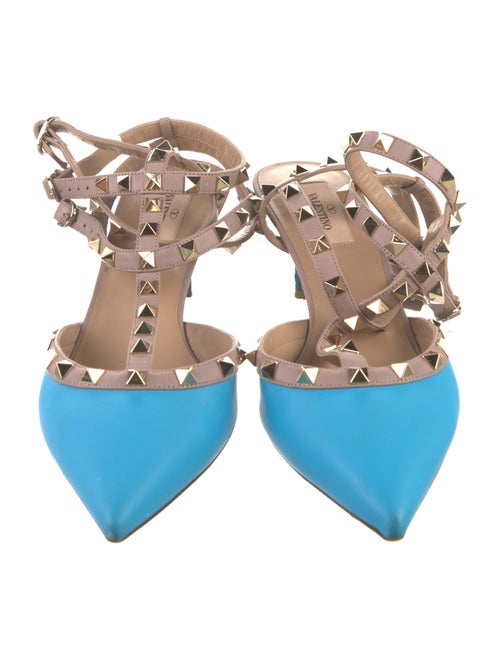 Valentino Rockstud Accents Leather T-Strap Pumps
