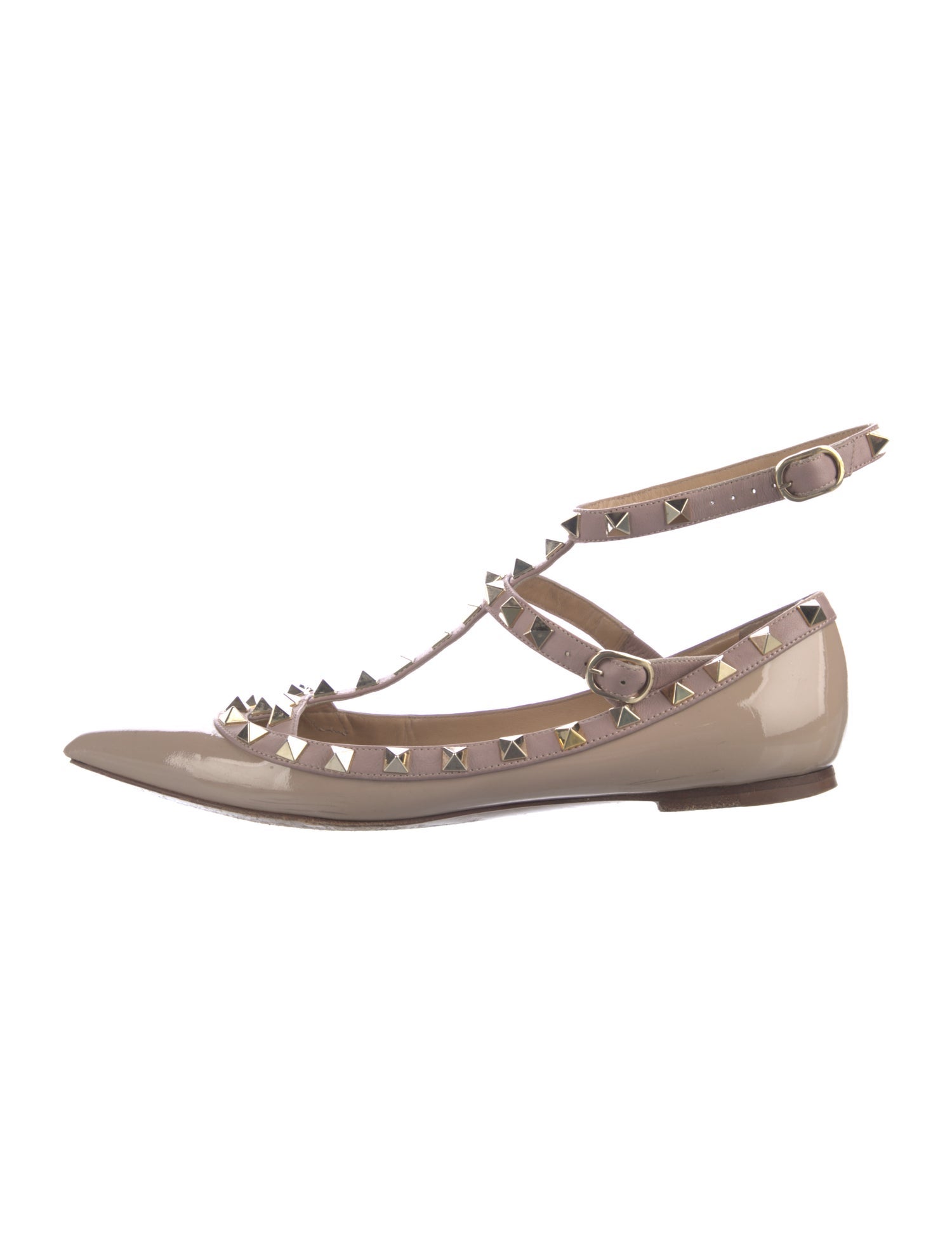 Valentino Rockstud Accents Patent Leather Flats