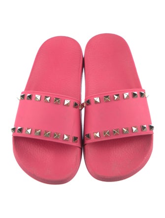 Valentino Rockstud Accents Rubber Slides
