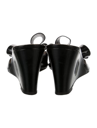 Valentino Patent Leather Bow Accents Slides