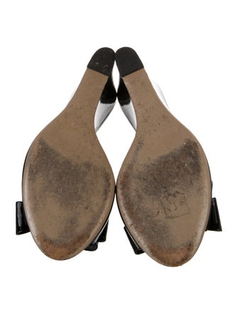 Valentino Patent Leather Bow Accents Slides