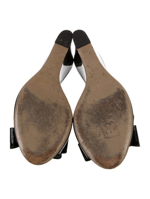 Valentino Patent Leather Bow Accents Slides