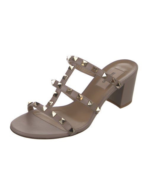 Valentino Rockstud Accents Leather Slides