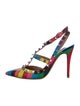 Valentino 1973 Pattern Leather T-Strap Pumps