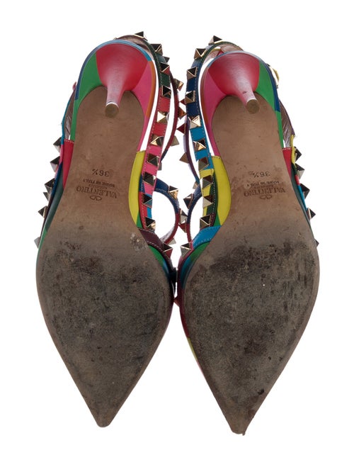 Valentino 1973 Pattern Leather T-Strap Pumps