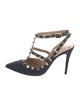 Valentino Rockstud Accents Suede T-Strap Pumps