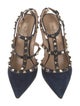 Valentino Rockstud Accents Suede T-Strap Pumps