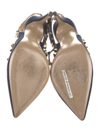 Valentino Rockstud Accents Suede T-Strap Pumps