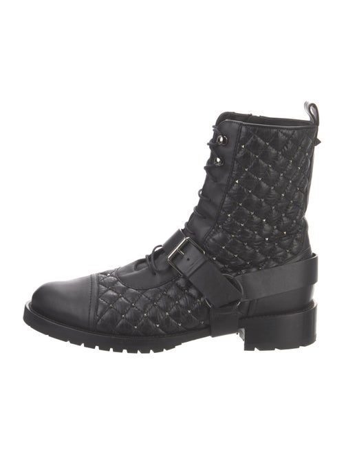 Valentino Rockstud Accents Leather Combat Boots