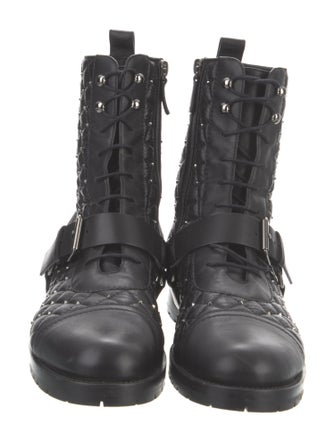 Valentino Rockstud Accents Leather Combat Boots