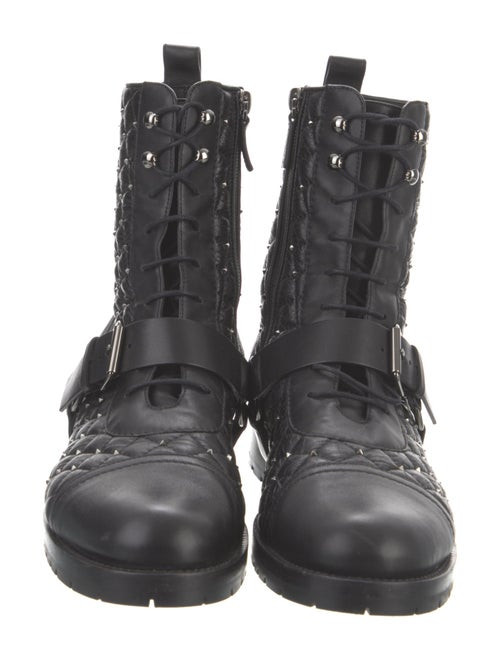 Valentino Rockstud Accents Leather Combat Boots