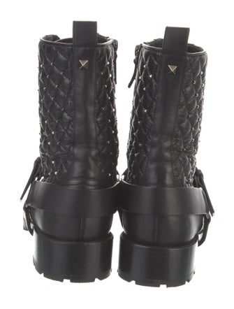Valentino Rockstud Accents Leather Combat Boots