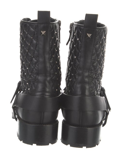 Valentino Rockstud Accents Leather Combat Boots