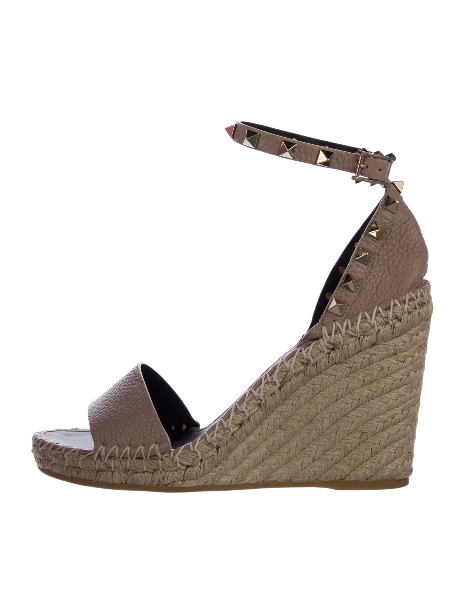 Valentino Rockstud Accents Leather Espadrilles