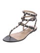 Valentino Leather Studded Accents T-Strap Sandals