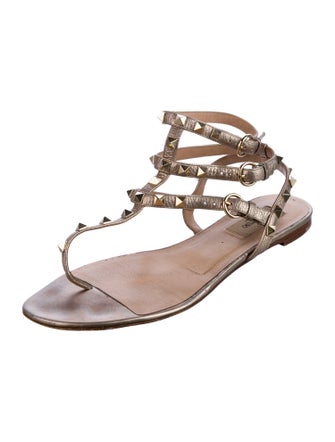 Valentino Rockstud Accents Leather Gladiator Sandals
