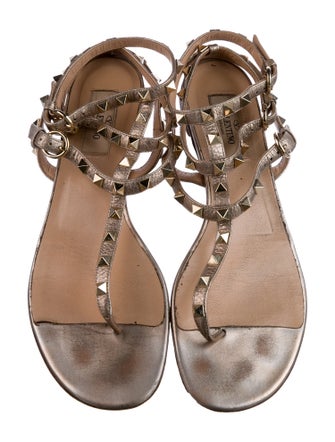 Valentino Rockstud Accents Leather Gladiator Sandals