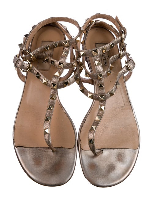 Valentino Rockstud Accents Leather Gladiator Sandals