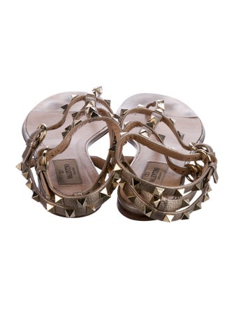 Valentino Rockstud Accents Leather Gladiator Sandals