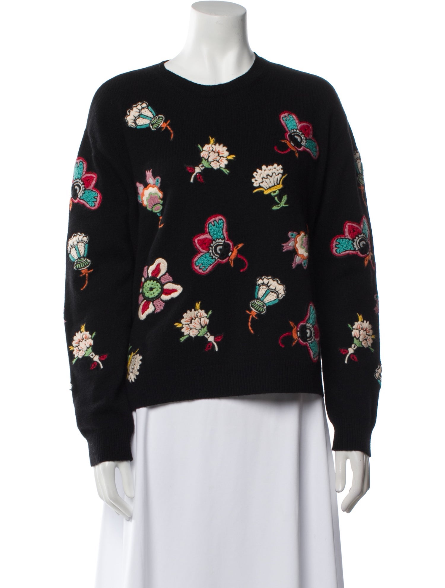 Valentino Virgin Wool Floral Print Sweater