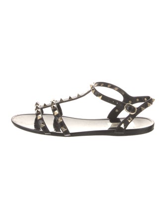 Valentino Rockstud Accents PVC T-Strap Sandals